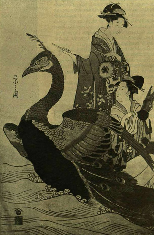 Yeishi Zenélő nők páva-alakú csónakban