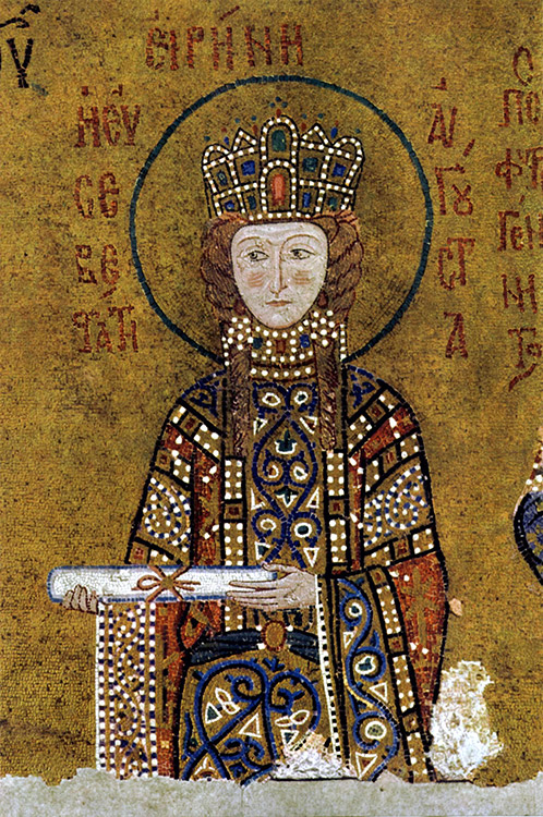 Piroska (Eiréné császárné) a Hagia Sophia mozaikján (forrás - Wikimedia Commons)