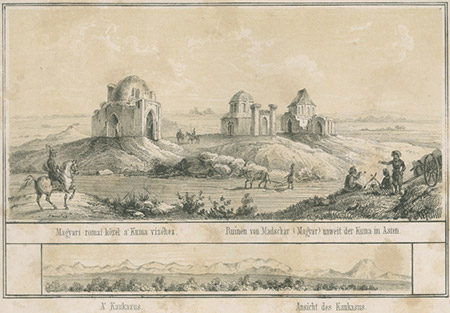 A kaukazusi Magyari várának képi ábrázolása Szerelmey Miklós, Magyar hajdan és jelen című könyvében 1847, oszk.hu