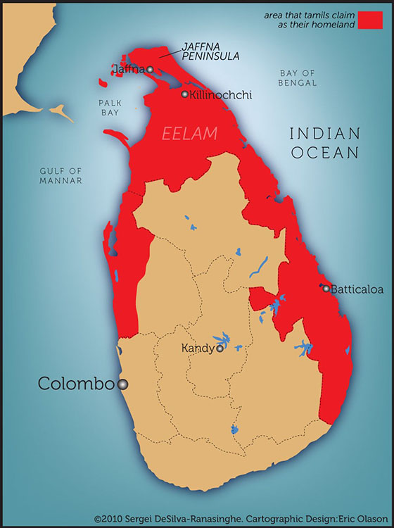 Tamil területek a szigeten. Forrás: behance.net
