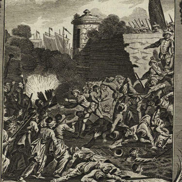 Diu török ostroma (rézkarc 1778-ból)