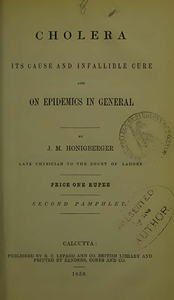 Honigberger A koleráról (angol)