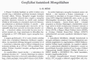Geofizikai kutatások Mongóliában I-II rész. 