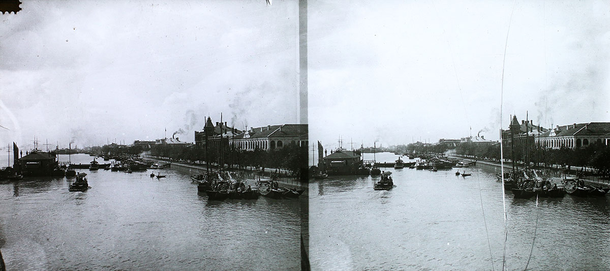 Kína, Vuhan, Hankow (ekkor önálló, ma a város része) 1910, kikötő a Jangce folyó partján. Középen a tornyos épület az amerikai konzulátus. Fortepan / Magyar Földrajzi Múzeum / Károssy Csaba