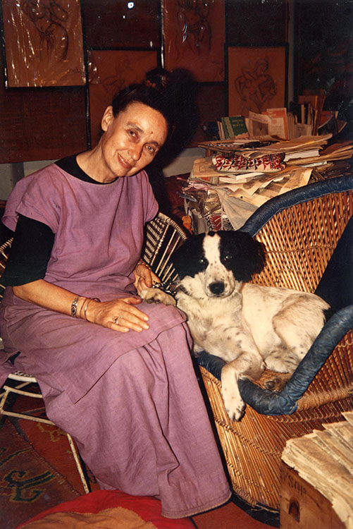 Kedvenc kutyájával, Bingóval, Újdelhi, 1974