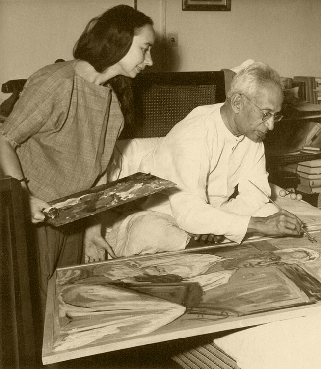 Dr. S. Rádhákrishnan a portréját szignálja, Újdelhi, 1951