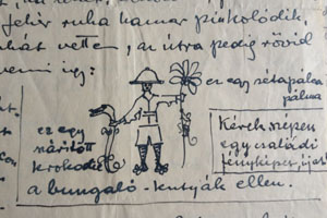 Részlet rajzzal Medgyaszay leányainak írt leveléből, 1932