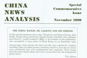 A Ladányi által évtizedeken át szerkesztett China News Analysis megemlékezése az atyáról. 1990.