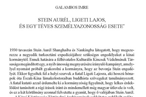 Galambos Imre: Stein Aurél, Ligeti Lajos és egy téves személyazonosság esete