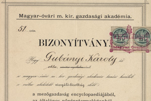 Gubányi magyaróvári bizonyítványa