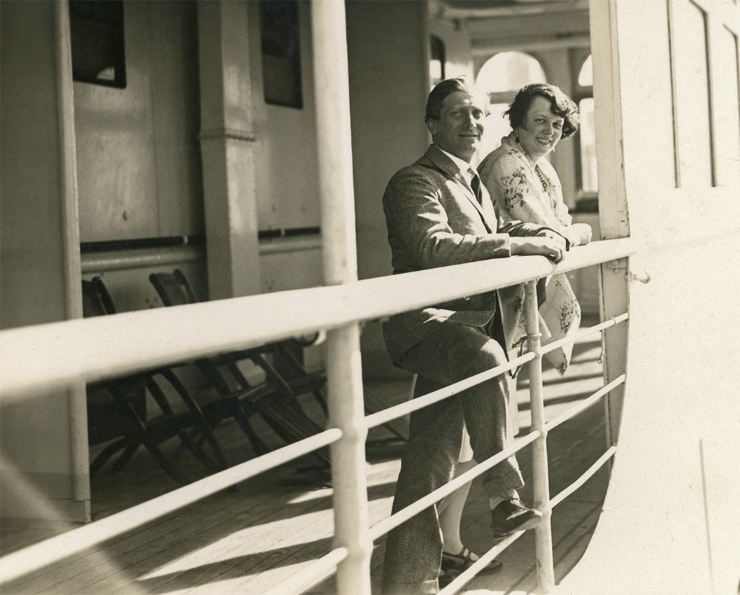 Germanus Gyula és Hajnóczy Rózsa úton Indiába a Pilsna hajó fedélzetén, 1929.