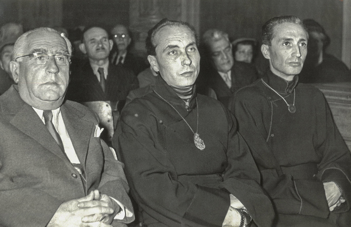 Ven. Dr. Hetényi Ernő és Rev. Dr. Rács Géza a Buddhista Misszió titkára a Zsidó Hitközség székházában. Budapest, 1957. Forrás: Hetényi-hagyaték, TKBF 2024.