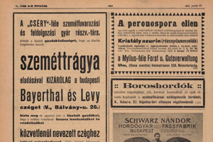 A Cséry-féle szemétfuvarozási és feldolgozási gyár és a Bayerthal és Levy cég közös hirdetése