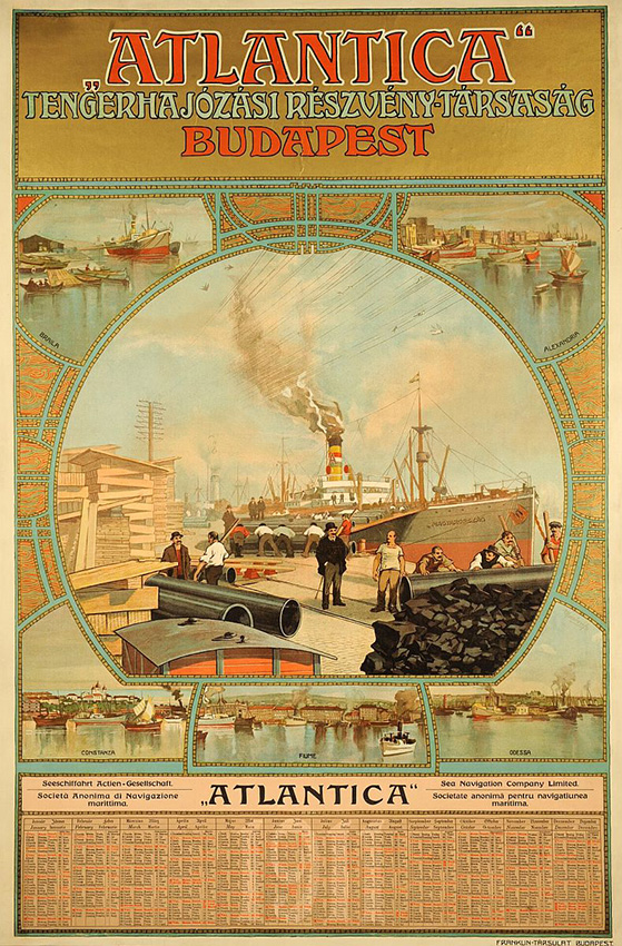 Atlantica Tengerhajózási Részvény Társaság Budapest plakátja, 1911. Forrás: Országos Széchényi Könyvtár, Plakát- és Kisnyomtatványtár, ltsz. PKG.1914e/549 Dinnyés Lajos, Ven. Dr. Hetényi Ernő, Rev. Dr. Rács Géza és Dr. Baktay Ervin az Indiai Nagykövetség fogadásán. Budapest, 1959. január 26. Forrás: Hetényi-hagyaték, TKBF 2024.