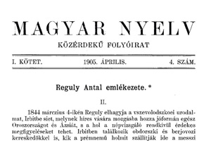 Pápay József: Reguly Antal emlékezete II. 